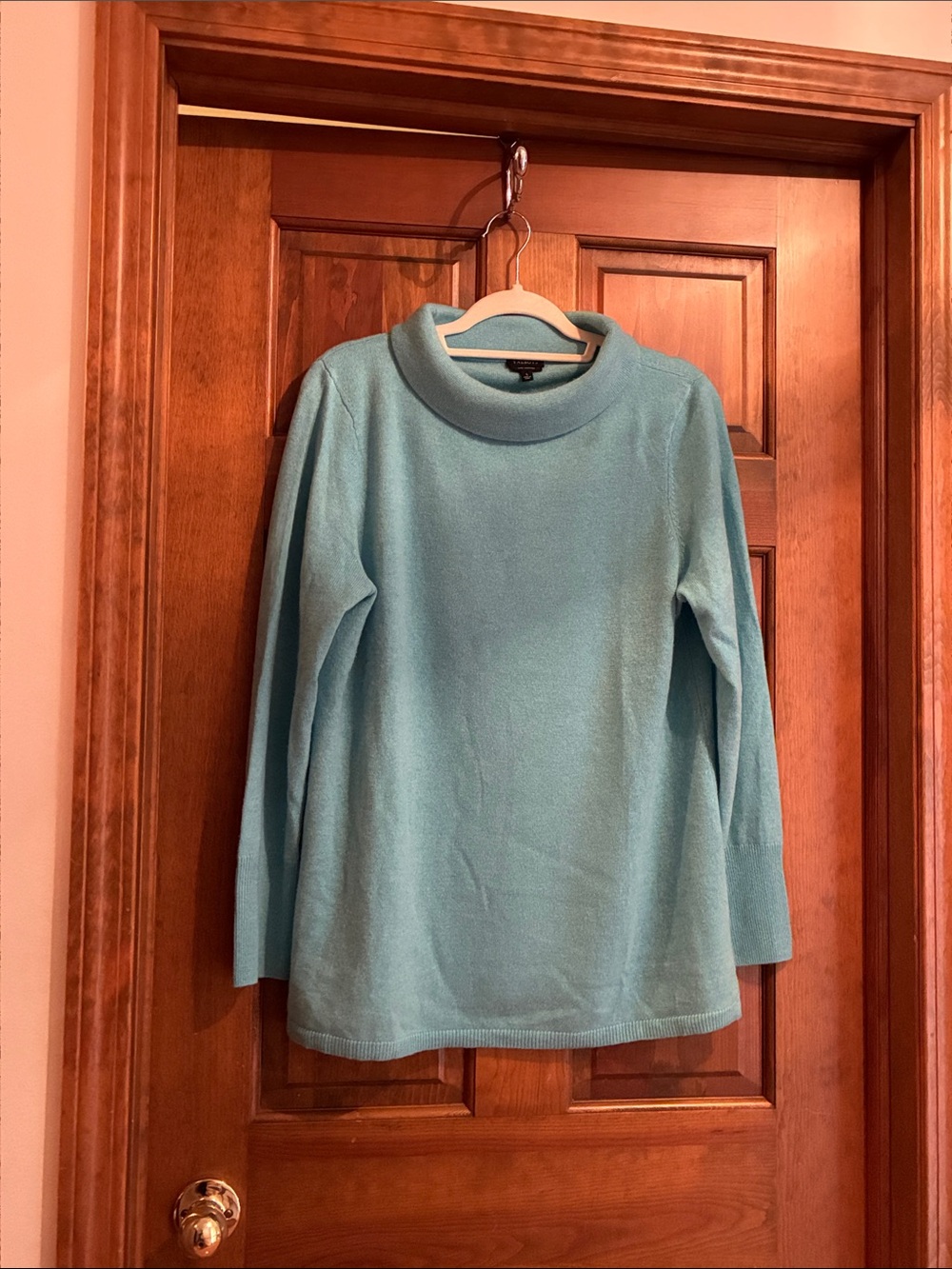 Talbots Pale Blue/Mint Cashmere Funnel Neck Sweater